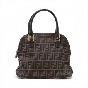 Fendi Zucca canvas leather handbag brown